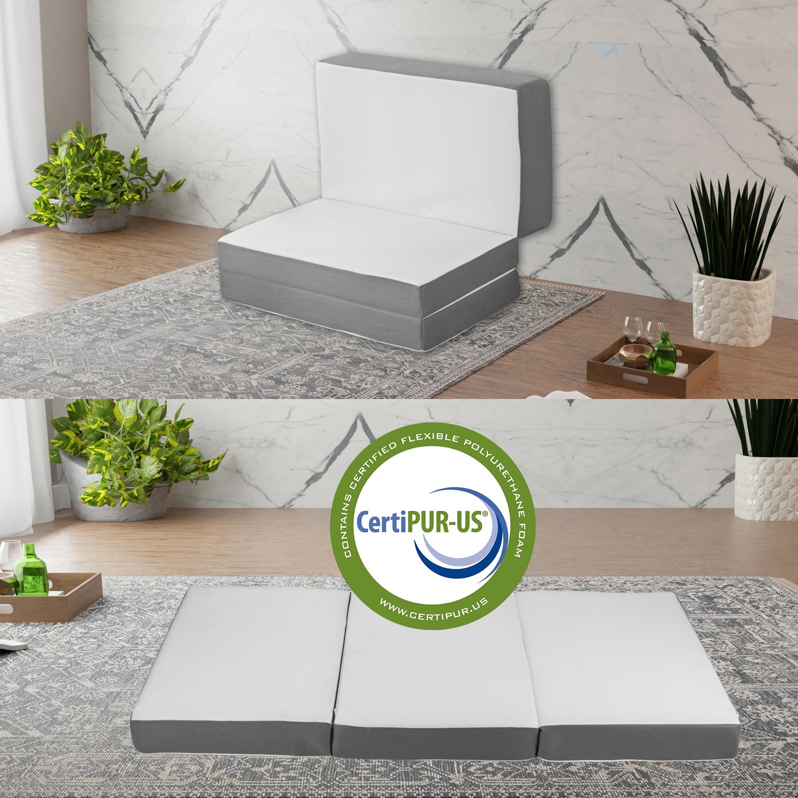 , 4-Inch Tri-Folding Memory Foam Portable Floor Mattress | Breathable Mesh, U…
