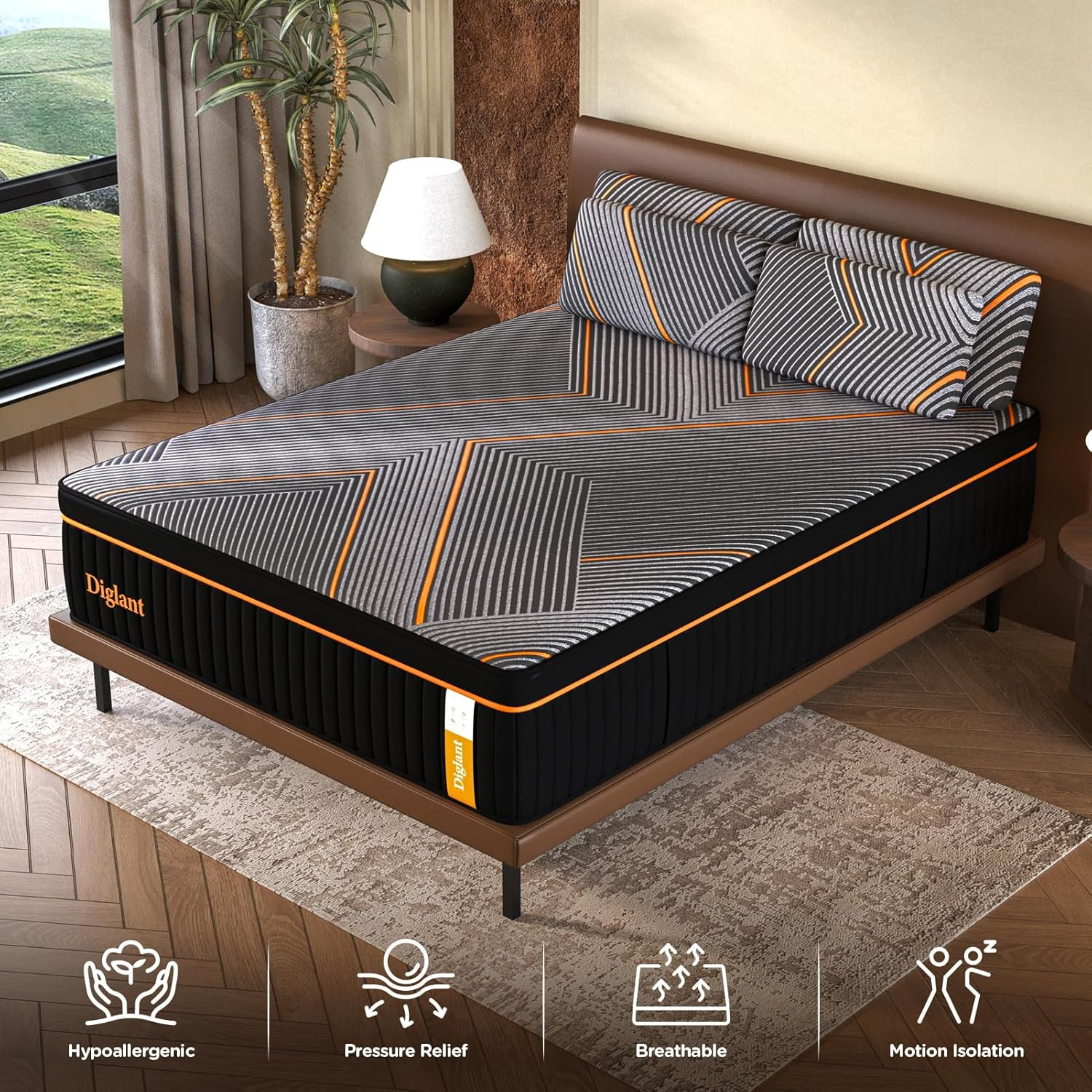 Queen Mattress, 14 Inch Plush Hybrid Mattress Memory Foam with Individually Pock