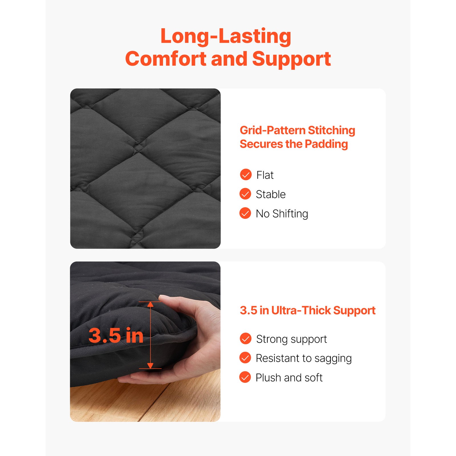 Uimoso Tatami Mattress Full Foldable Futon Mattress with Storage Bag Black