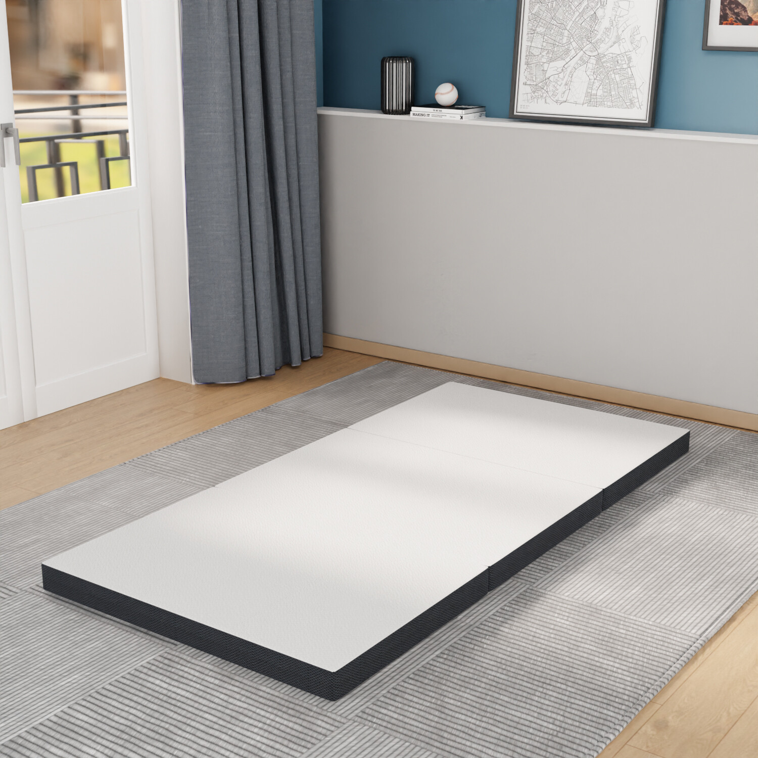 4-inch Folding Mattress, Tri Fold Memory Foam Mattress with Washable Cover