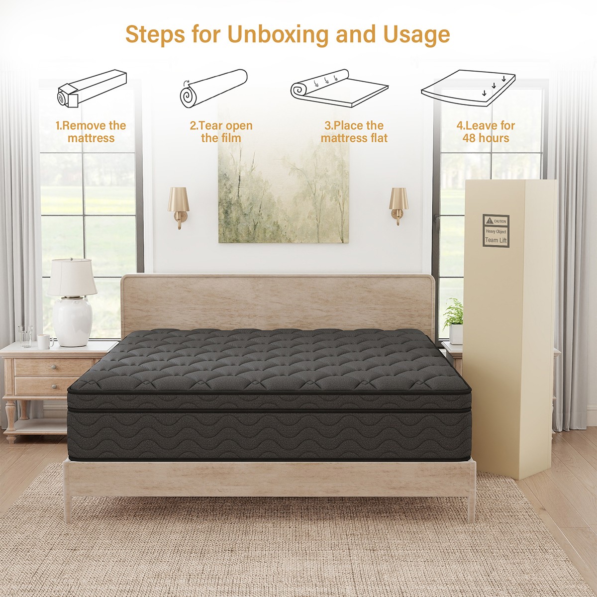12 Inch Gel Memory Foam Mattress Twin Full Queen King Hybrid Spring Medium Firm
