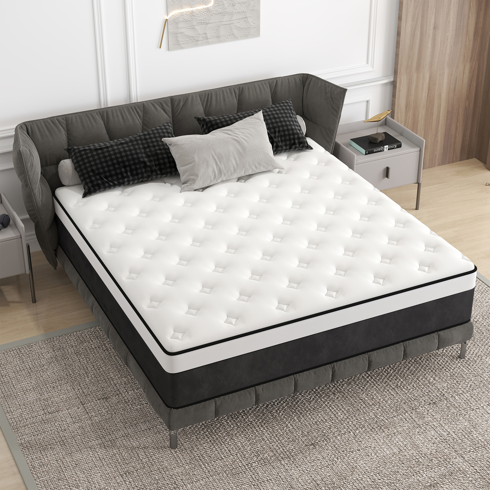 12″ 14″ Gel Memory Foam Mattress Twin Full Queen King Hybrid Spring Bed In A Box