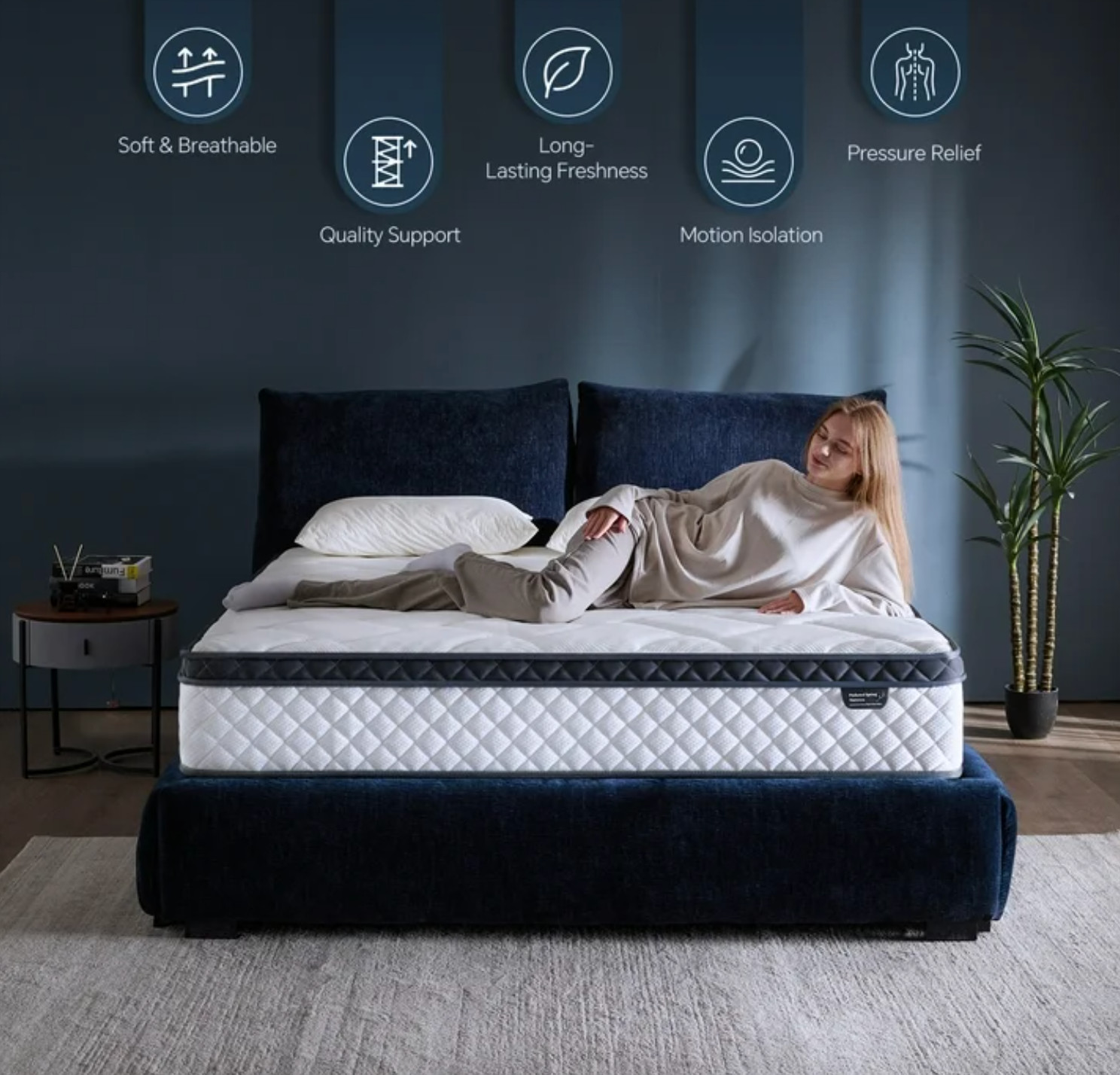 10″ Colchon QUEEN Gel Memory Foam Hibrido Cama Queen Hybrid Mattress Medium Firm