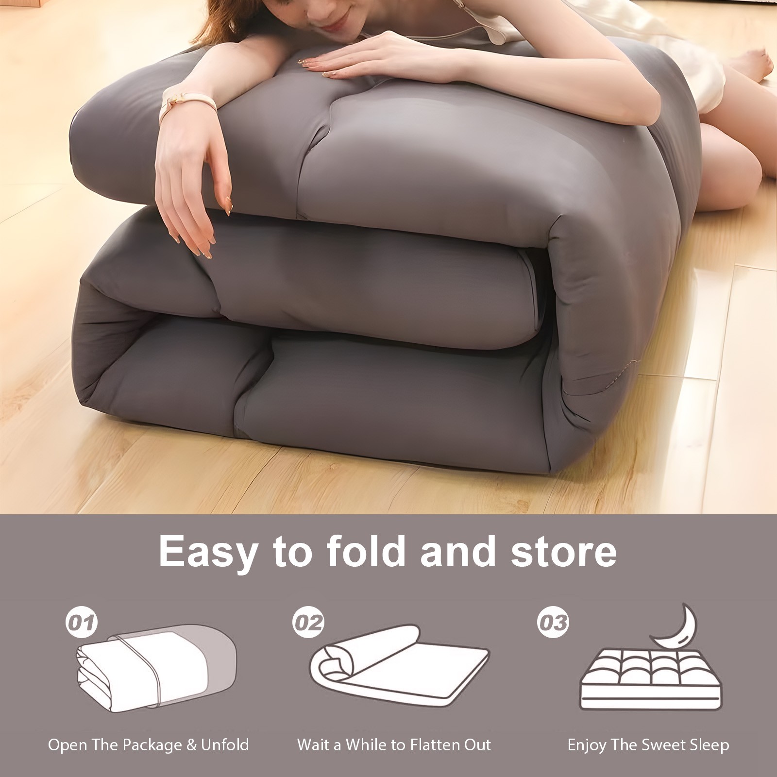 79″x71″ Queen Size Japanese Floor Mattress for Adults Foldable Futon Tatami Pad