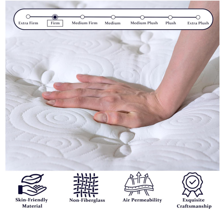 Onlylucky King Mattress 12 Inch Hybrid Firm 7 Zone Pocket Spring Support Bed