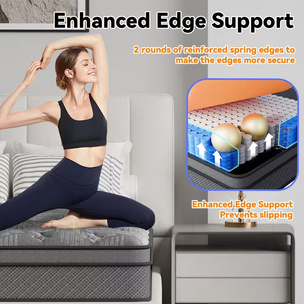 King Size 14 In. Firm Hybrid Innerspring Mattress with Gel Memory Foam, Motion I