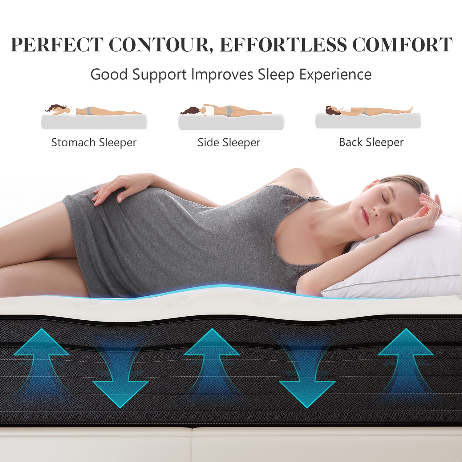 8″10″12″14″ Twin Full Queen King Mattress in a Box Hybrid Spring Gel Memory Foam
