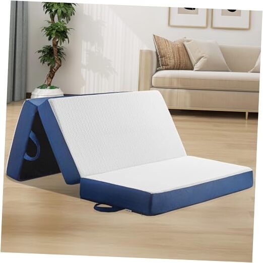 Folding Mattress Memory Foam Tri-Fold Floor Bed and Futon Topper Twin 6 Inch