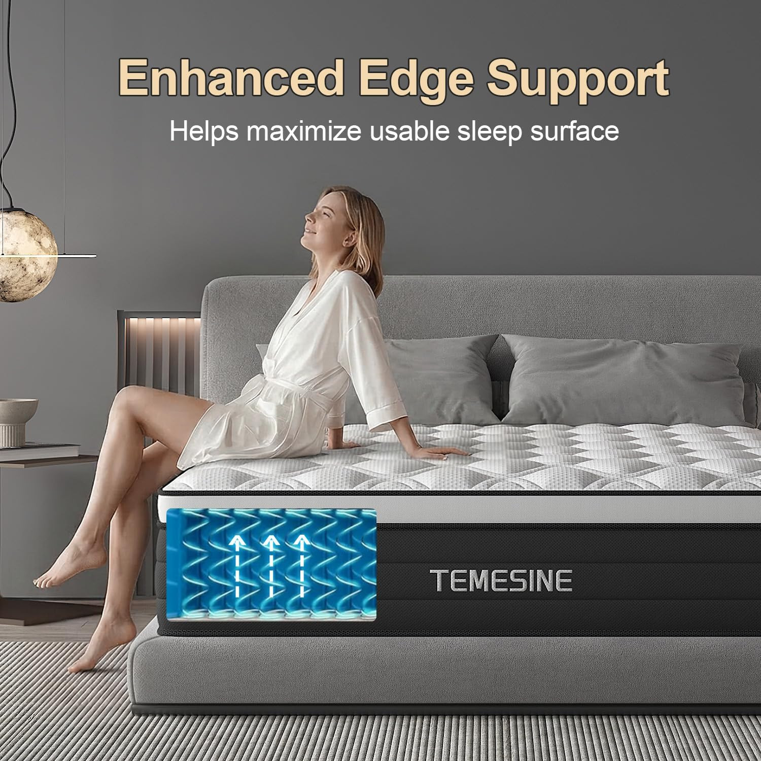 Queen Mattress, 14 Inch Hybrid Mattress in a Box with Individual Pocket Spring,