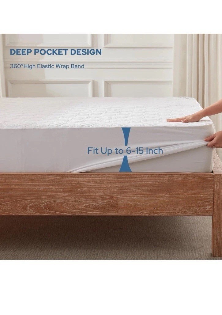 BEDLORE Waterproof Mattress Protector, Twin Size Pad, White Machine Washable