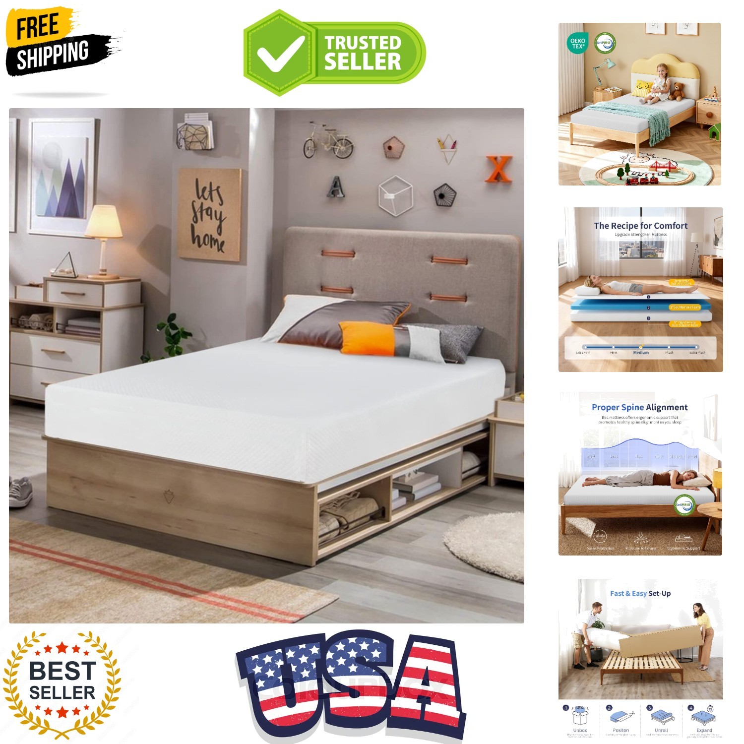 6 Inch Twin Mattress | Medium Firm | Gel Memory Foam Mattress | White | Bed i…