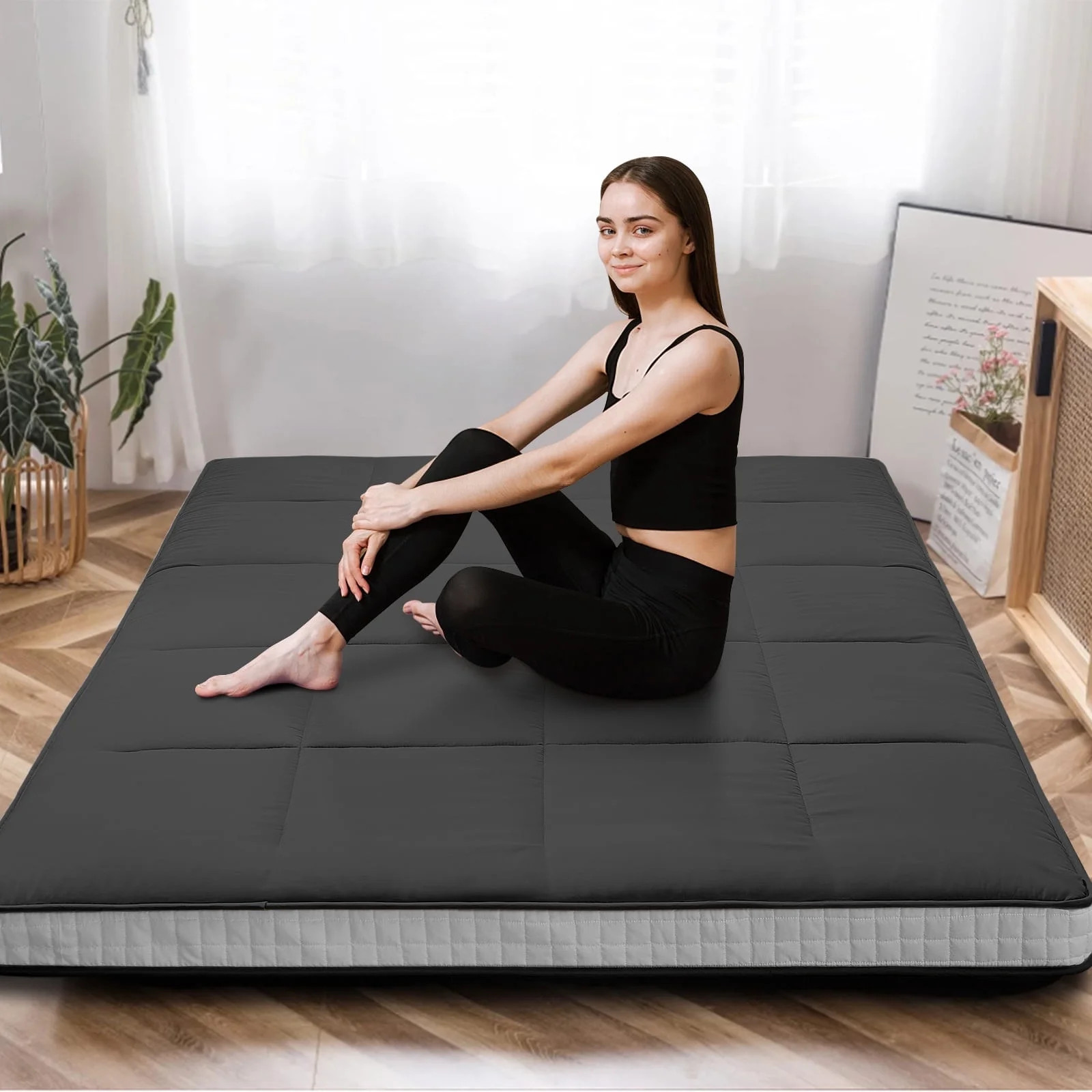 Floor Futon Mattress Thick Sleeping Pad Full Size (80*54*4In)