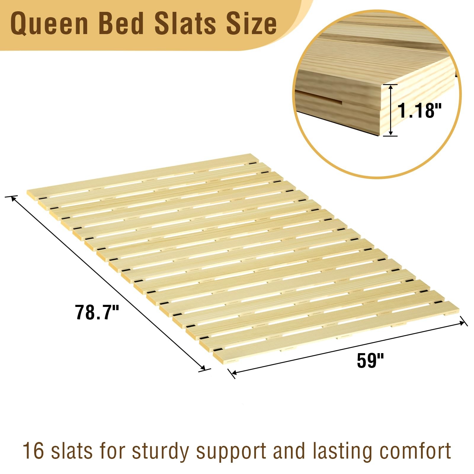 Japanese Tatami Mat Floor Bed, Knotless Solid Wood, Roll-Up Slatted Bed Plate…