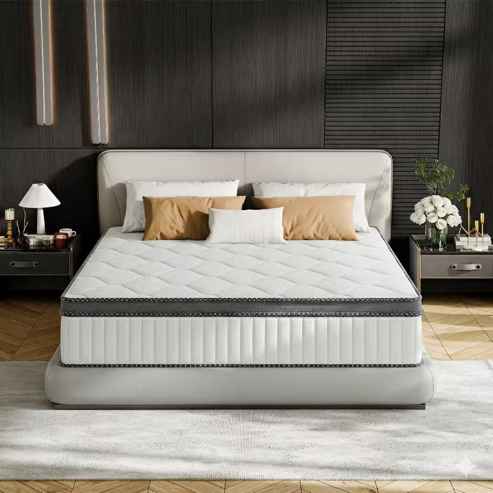 King Medium Gel Hybrid Bamboo Charcoal Memory Foam 12 In. Innerspring Tight Top