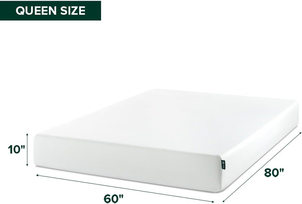 Green Tea Memory Foam Mattress 10 Inch, Pressure-Relieving Comfort & Full-Body S