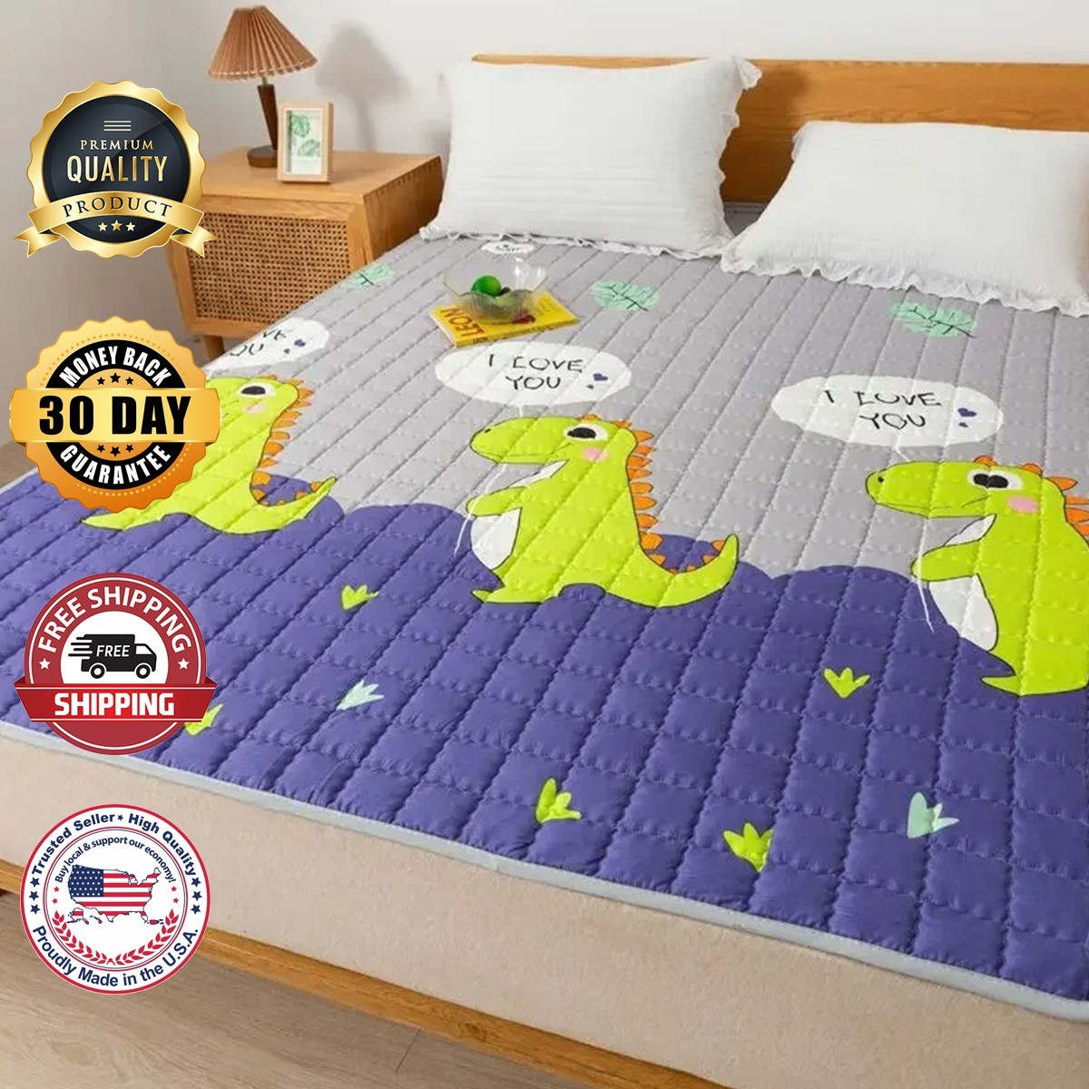 Queen Size Mattress Topper, 1200 GSM Cooling Cushion, Mattress Pad for Back Pain