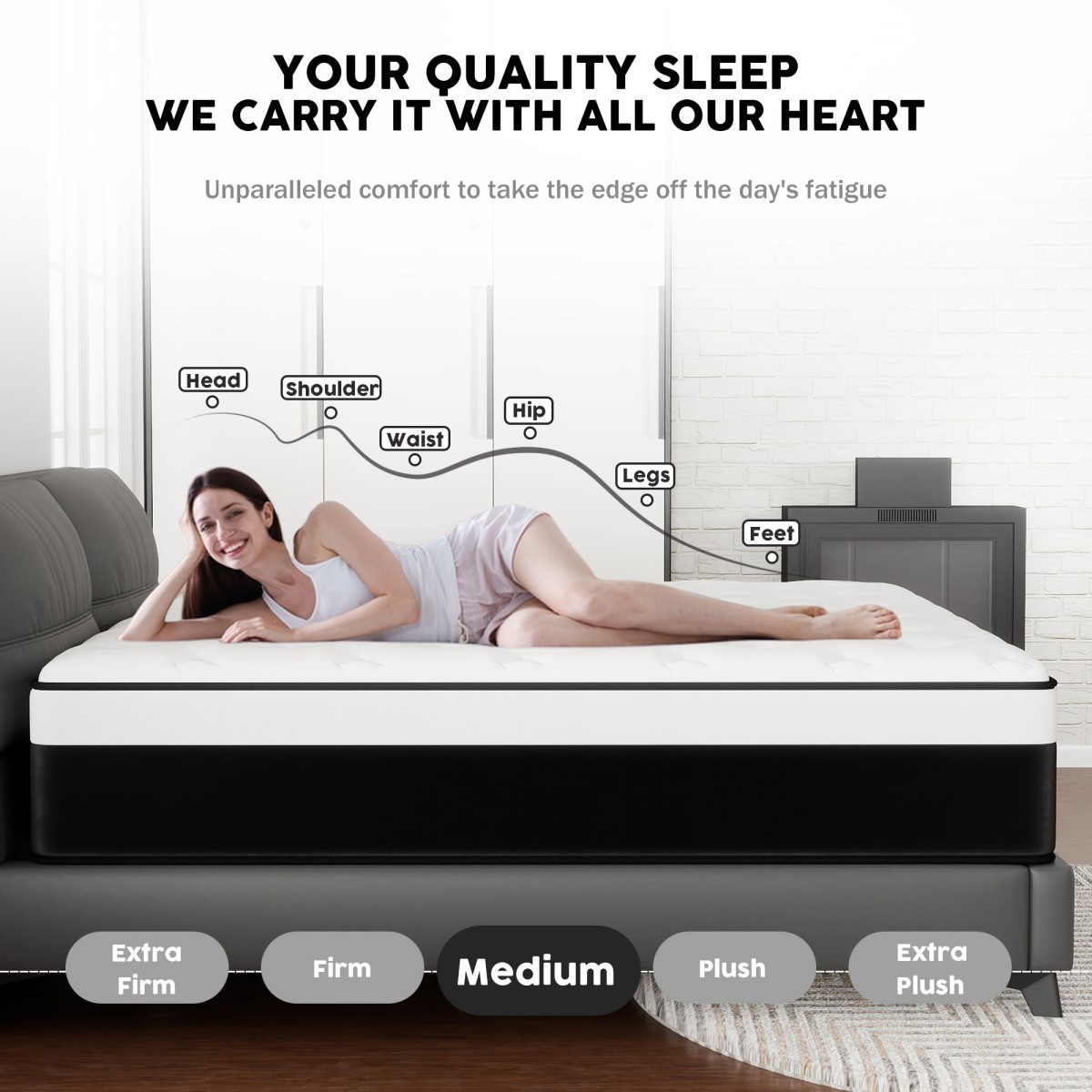 12/14 Inch Mattress Twin Full Queen King Bed Size Mattresses Medium Firm 7-Zone