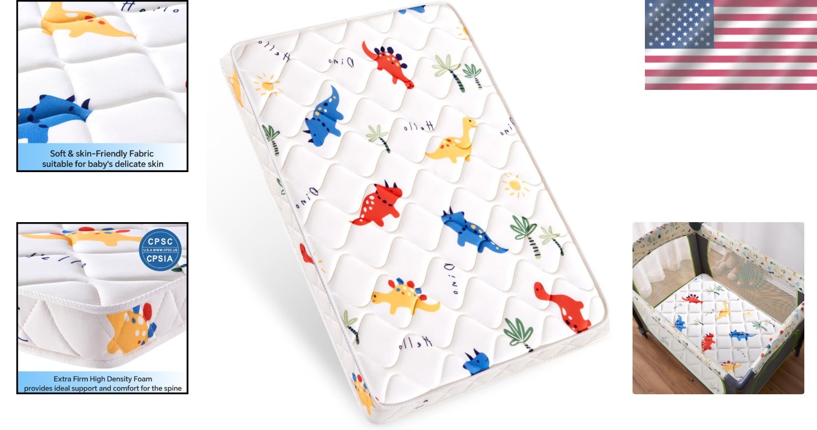 Pack and Play Mattress 38″ x 26″ x 1.5″, Firm Support and Comfort Foam, Soft …