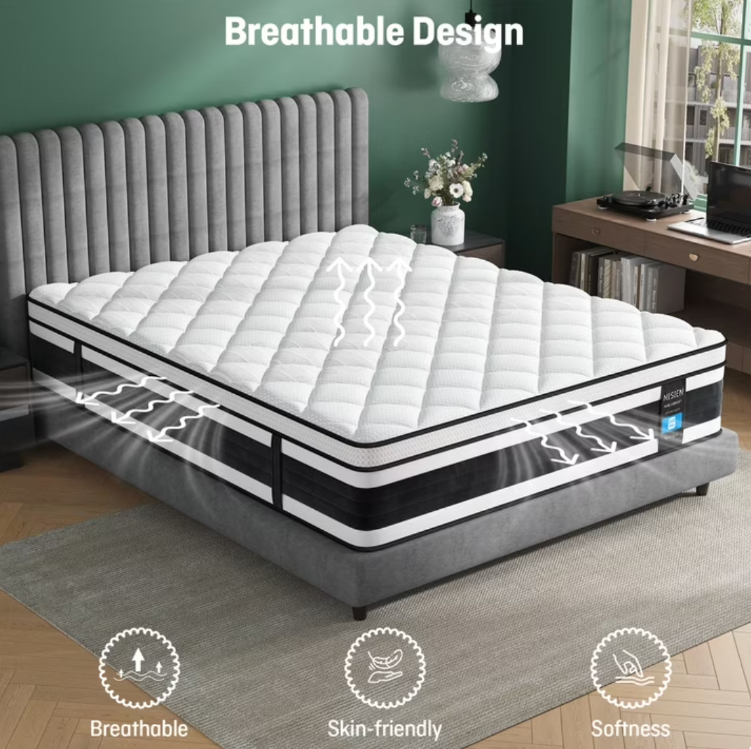 12″ Queen Colchon Memory Foam Hibrido Cama Queen Mattress Hybrid Medium Firm