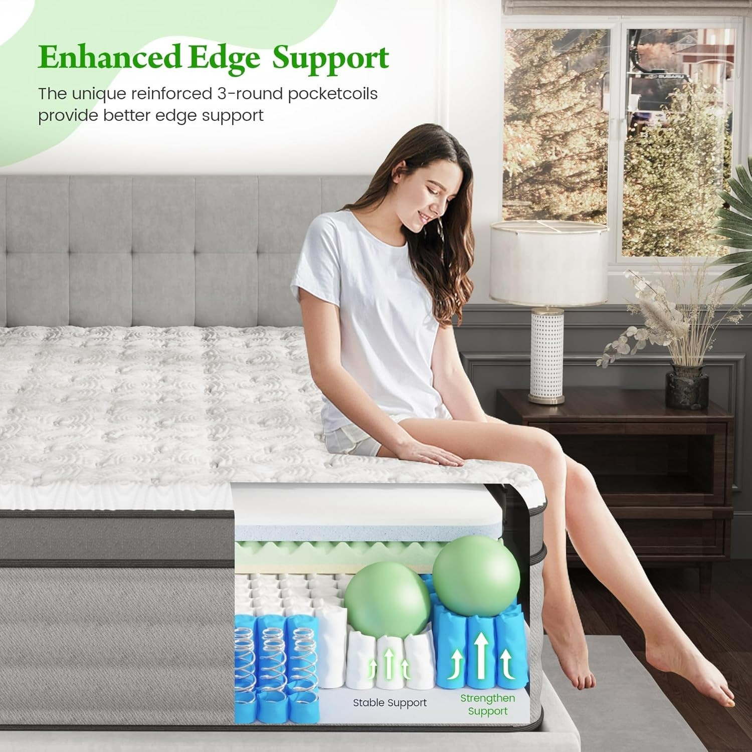 New Onlylucky Luxury Twin 12″ Hybrid Mattress, Pocket Springs, Euro Top