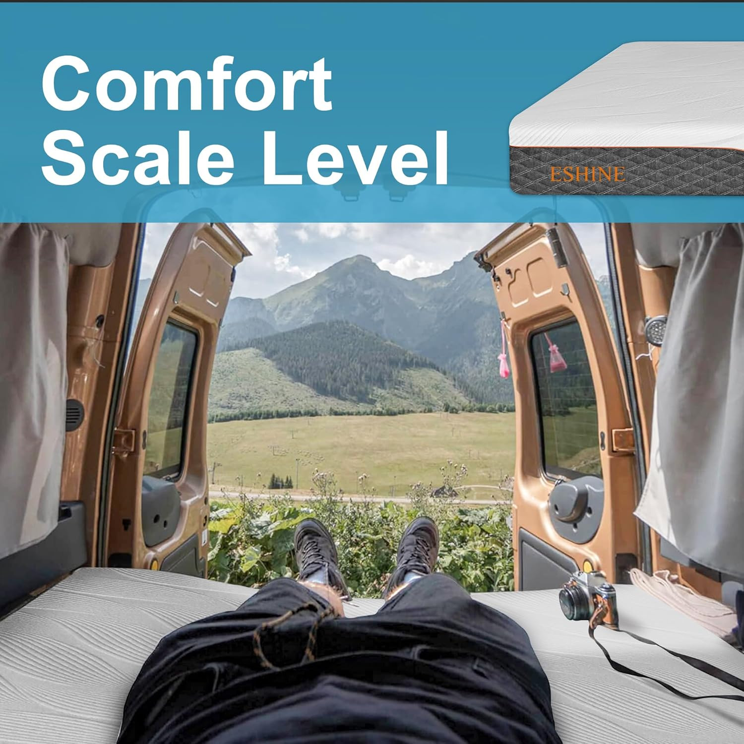 ESHINE Short Queen RV Mattress – 10″ Memory Foam RV Mattress, Shock-Absorbing an