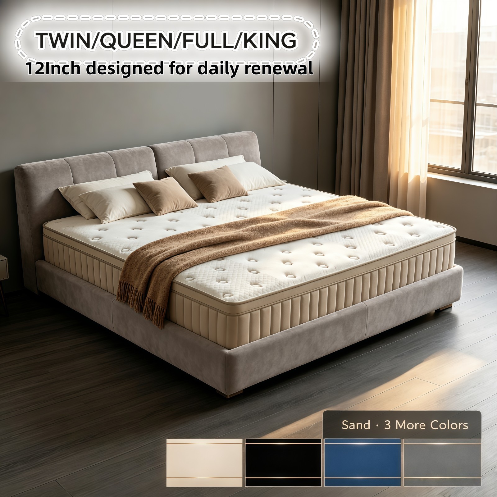 12”&14” Twin Full Queen King Mattress Hybrid Spring Gel Memory Foam Bed Box