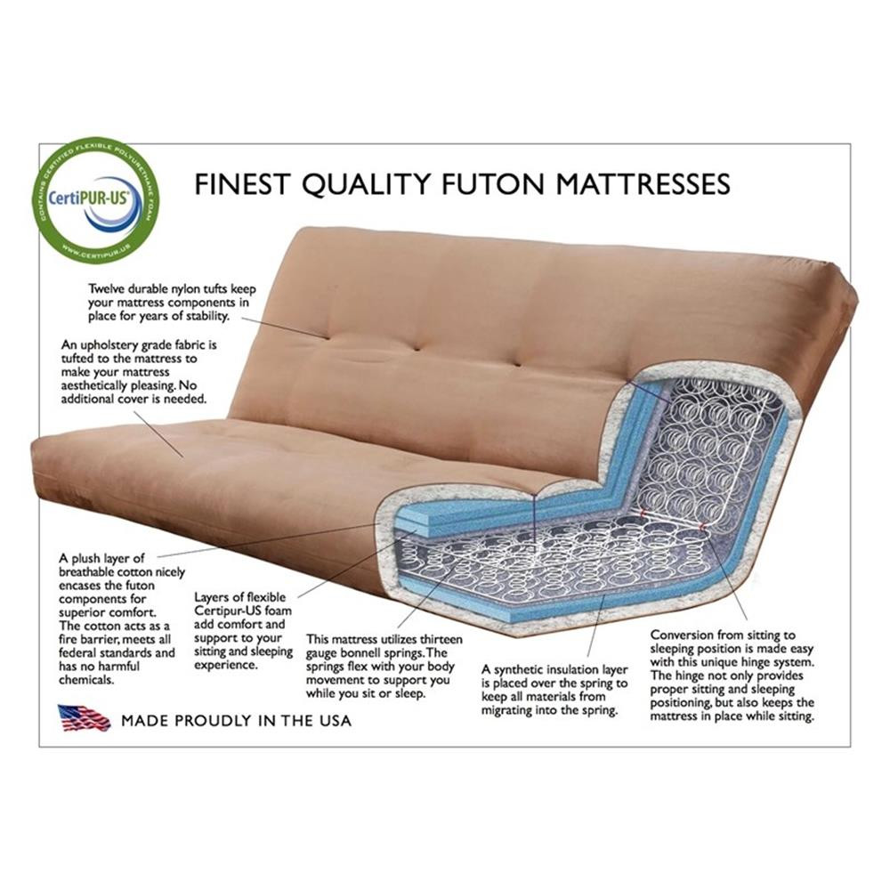 Full-size Futon Mattress in Brown Peter’s Cabin Print-Frame Not Included