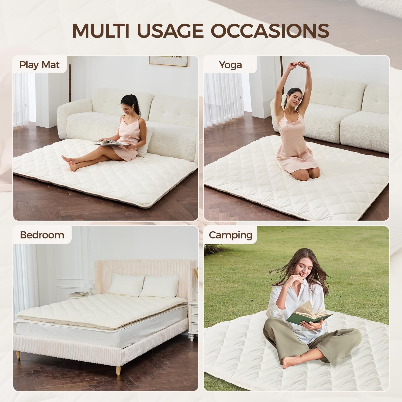 Japanese Floor Mattress with Washable Cover, Folding Futon Mattresss, Tatami …