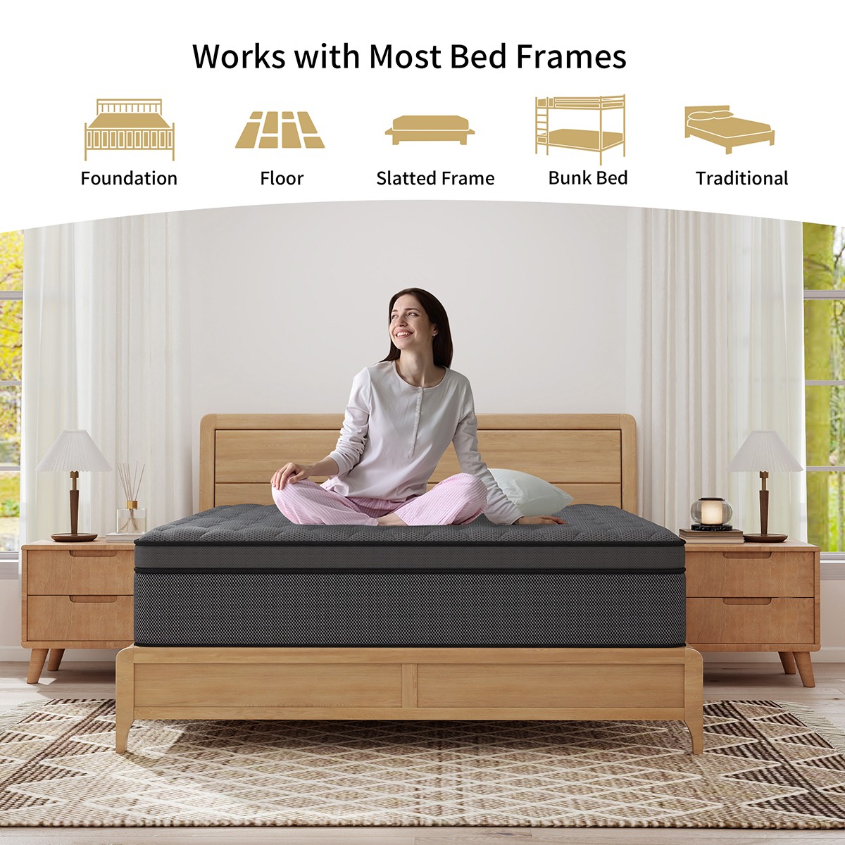 12″14″ Hybrid Mattress Gel Memory Foam Spring Twin Full Queen King Size In A Box