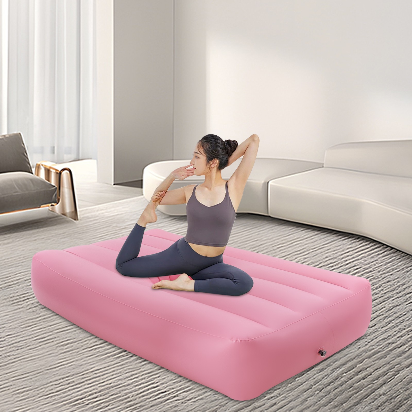 PVC BBL Bed with Hole, Inflatable BBL Bed After Surgery Recovery Mattress Pink