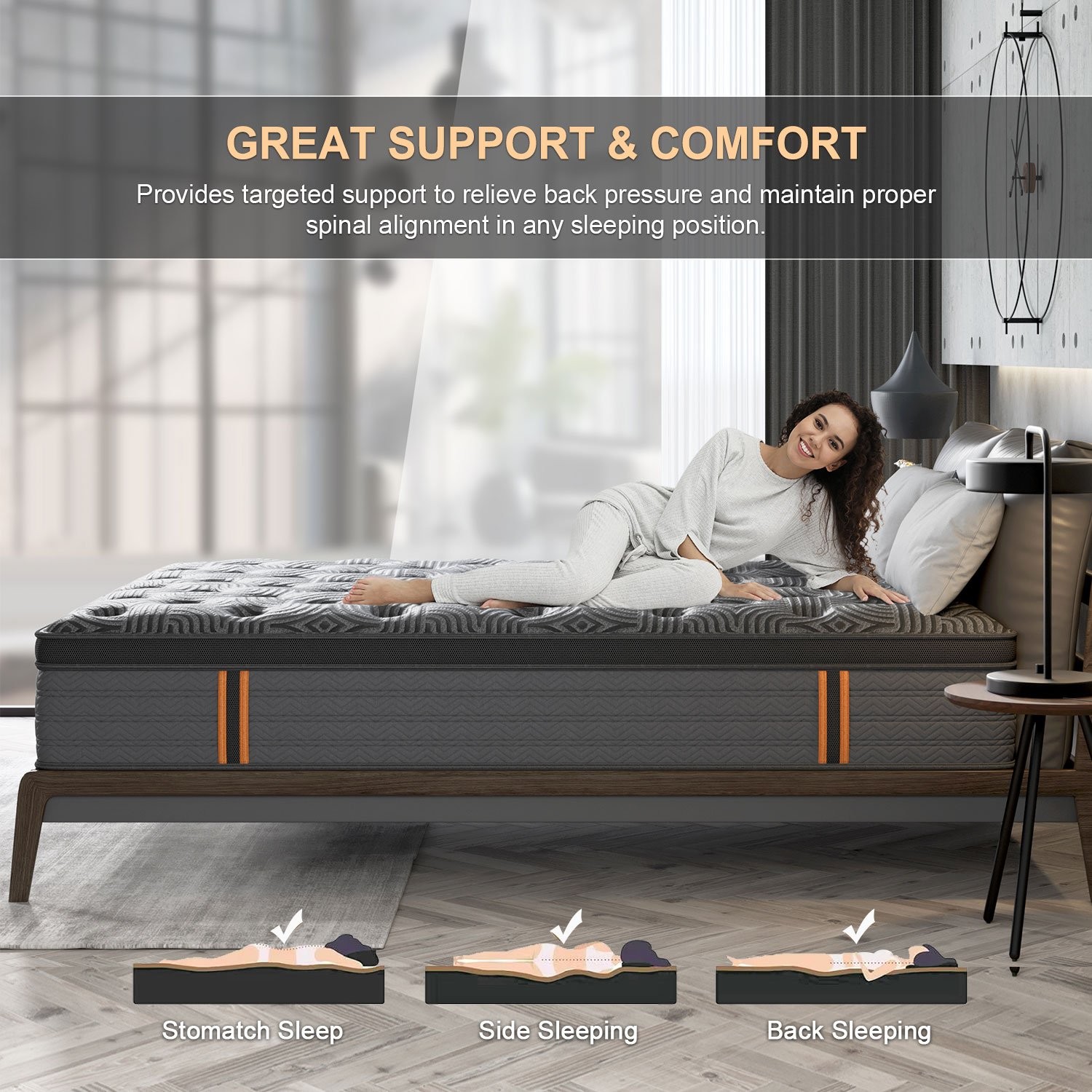 9″12″ Twin Full Queen King Size Mattress in a Box Hybrid Spring Memory Foam