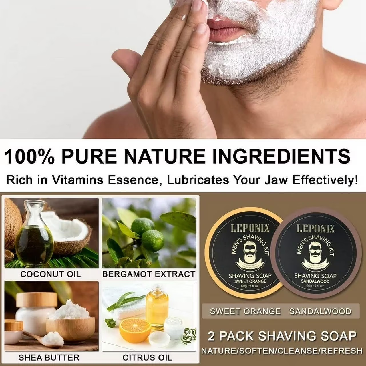 Straight Razor Shaving Kit, Includes 2 Packs Shaving Soap, Straight Edge Razor,