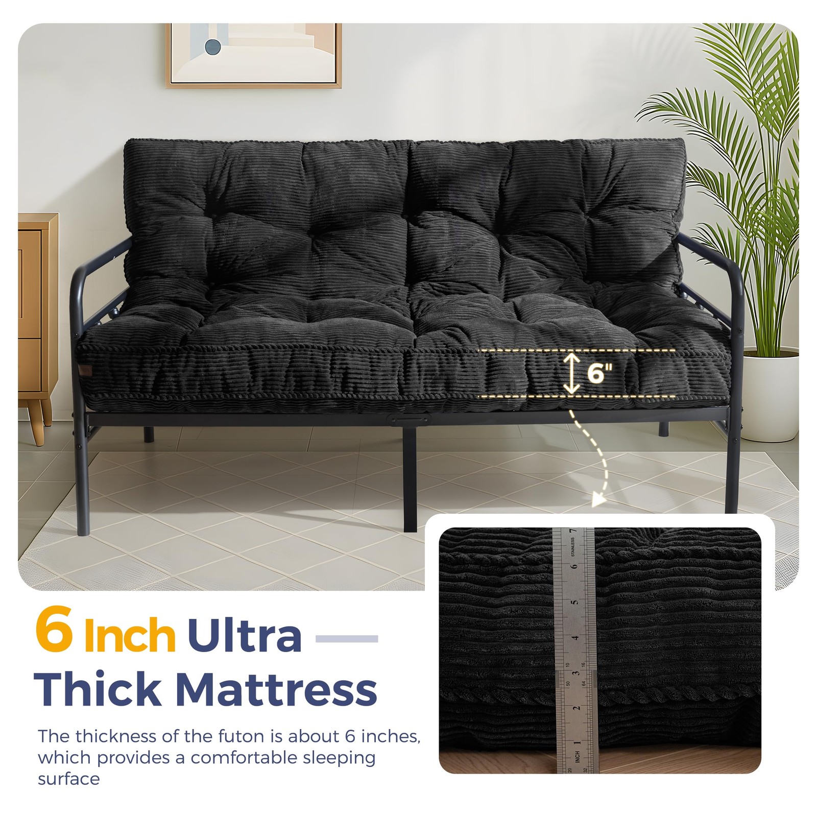 Colchon Futon De Tamano Completo Con Relleno De Espuma Y Diseno De Lujo