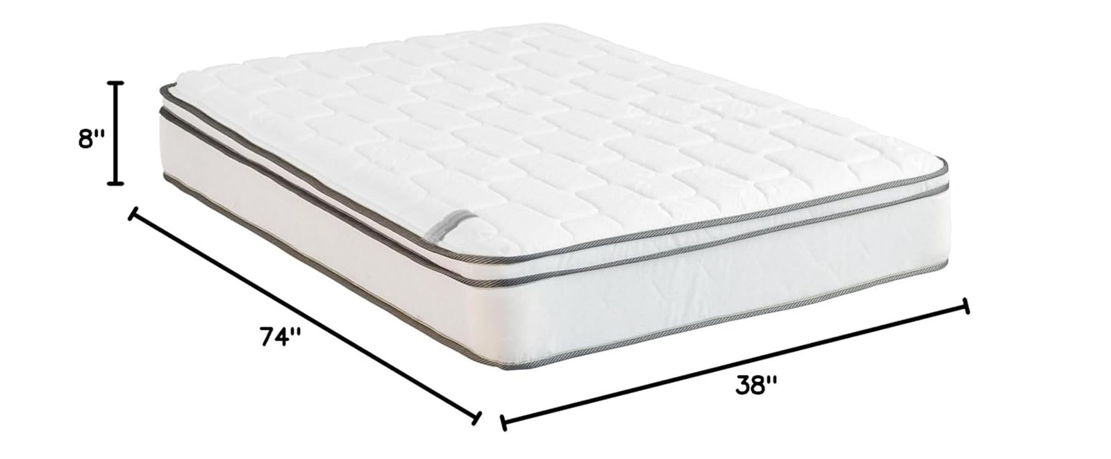 8-Inch Twin Hybrid Euro Top Mattress with Pocket Coils & Motion Isolation