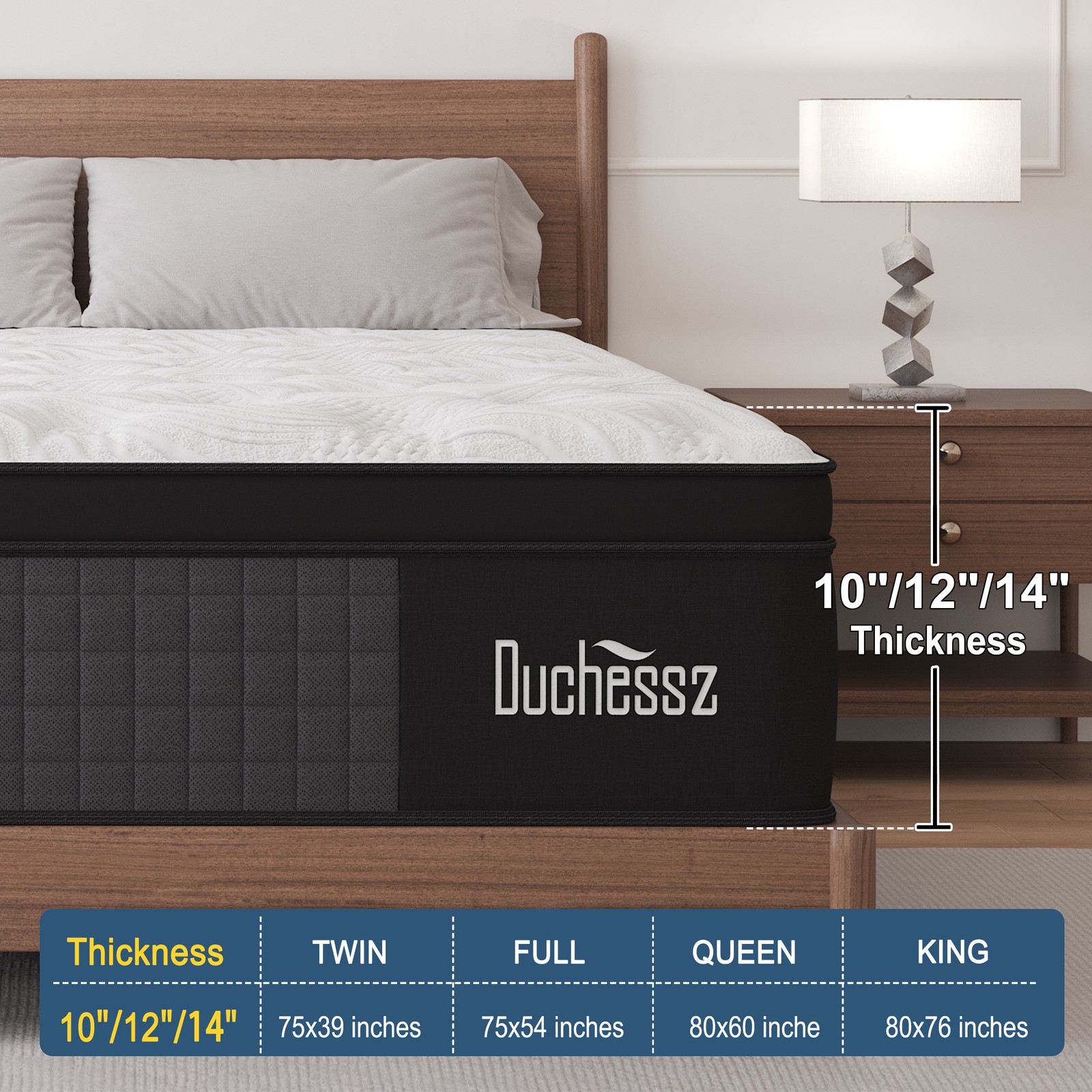 10″12″ 14″ Twin Full Queen King Size Gel Memory Foam Spring Mattress In A Box