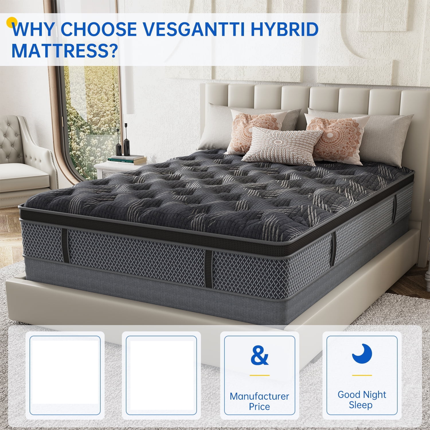 10″ Colchones FULL Size De Espuma 10 Pulgadas Memory Foam Mattress Hybrid Bed