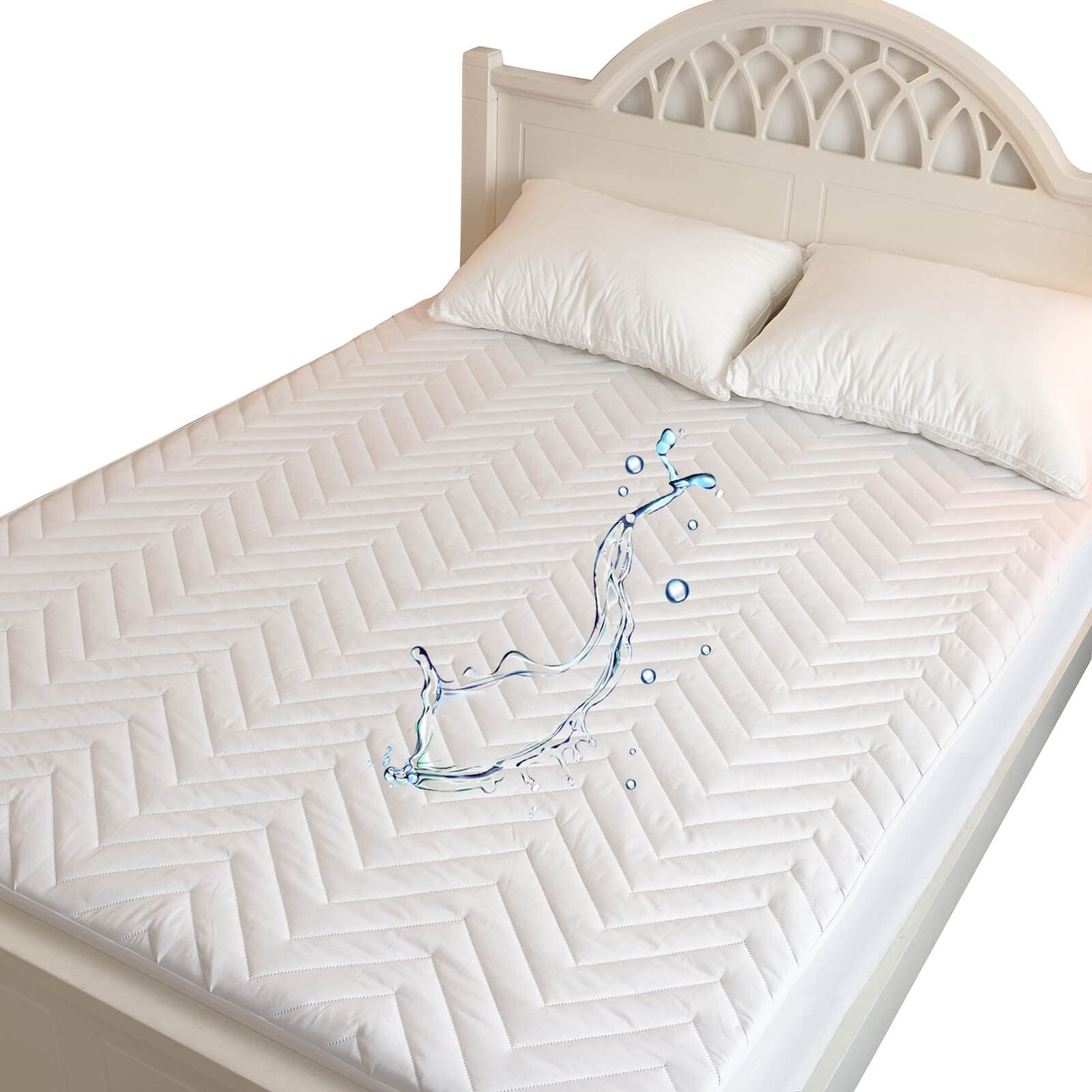 Quilted Waterproof RV Short Queen (60 x 75 inches), White