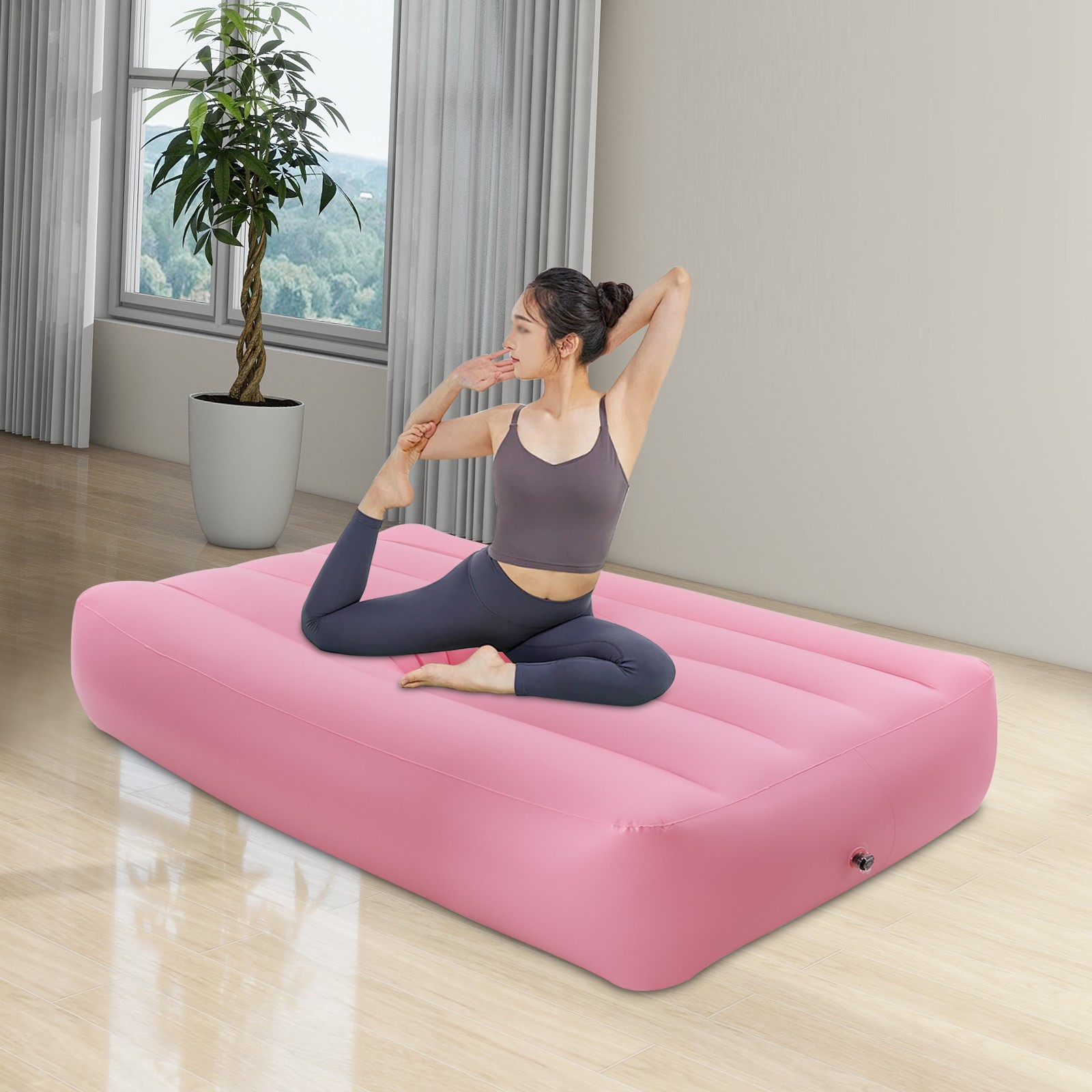 PVC BBL Bed with Hole, Inflatable BBL Bed After Surgery Recovery Mattress Pink
