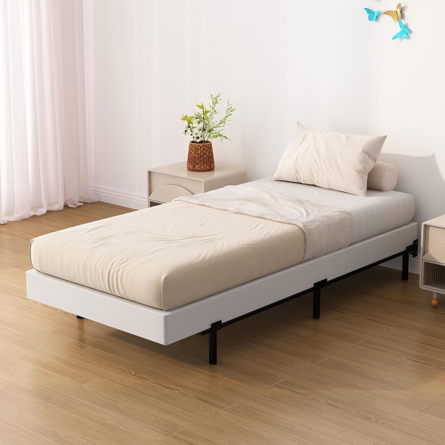 Upcanso Twin XL Box Spring Bed Base 6 Inch, Low Profile Metal Boxspring XL Twin