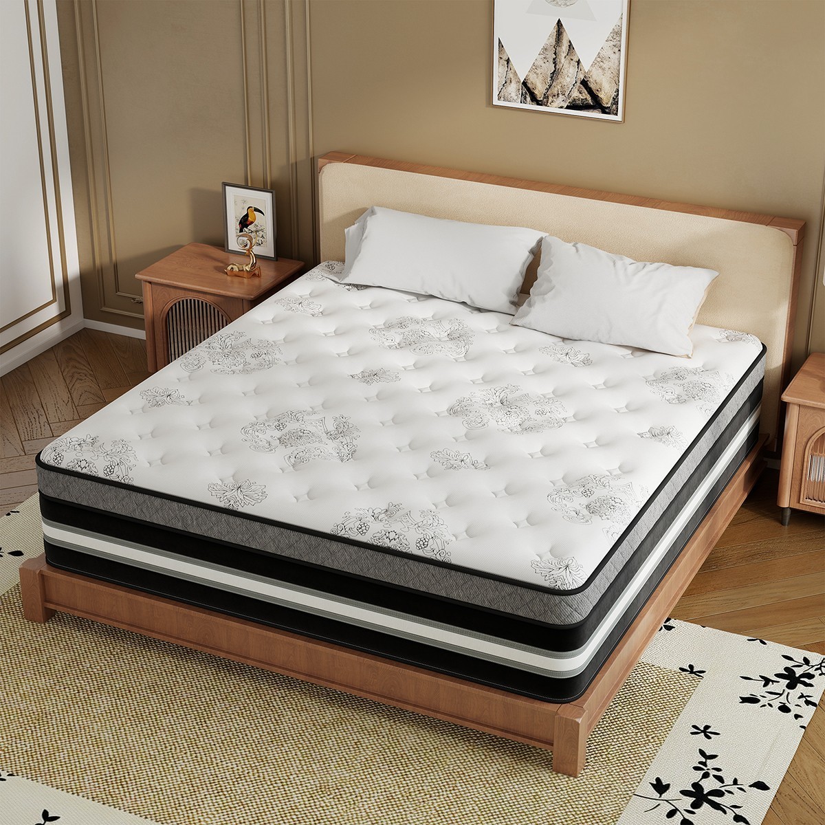 12″ 14″ Mattress In A Box Gel Memory Foam Pocket Spring Twin Full Queen King