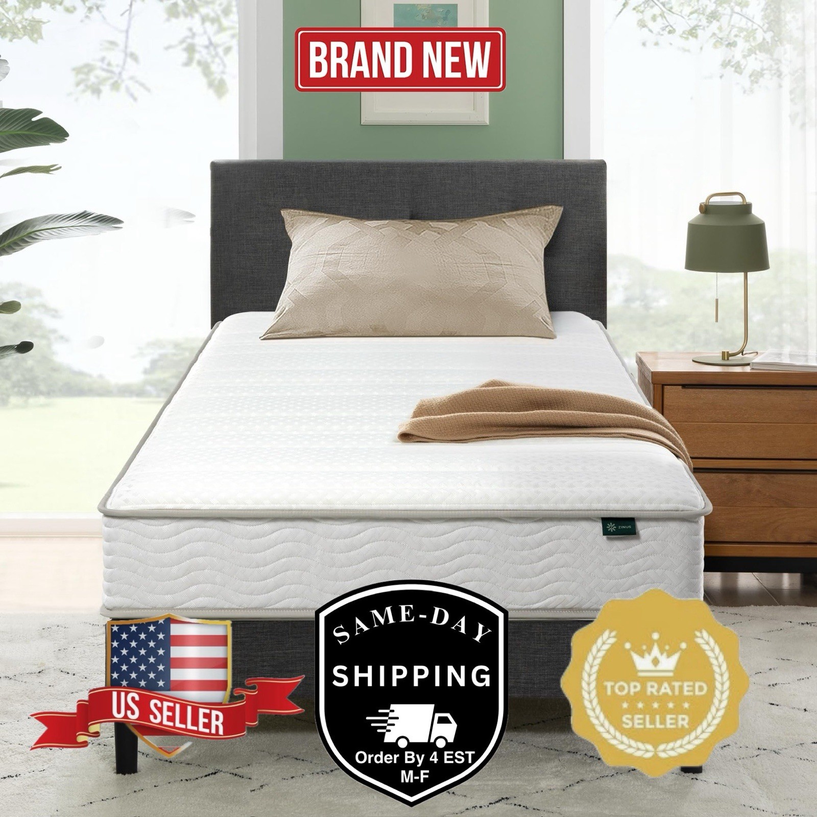 Zinus Gel Memory Foam & Spring Hybrid Medium-Firm Mattress in A Box Twin
