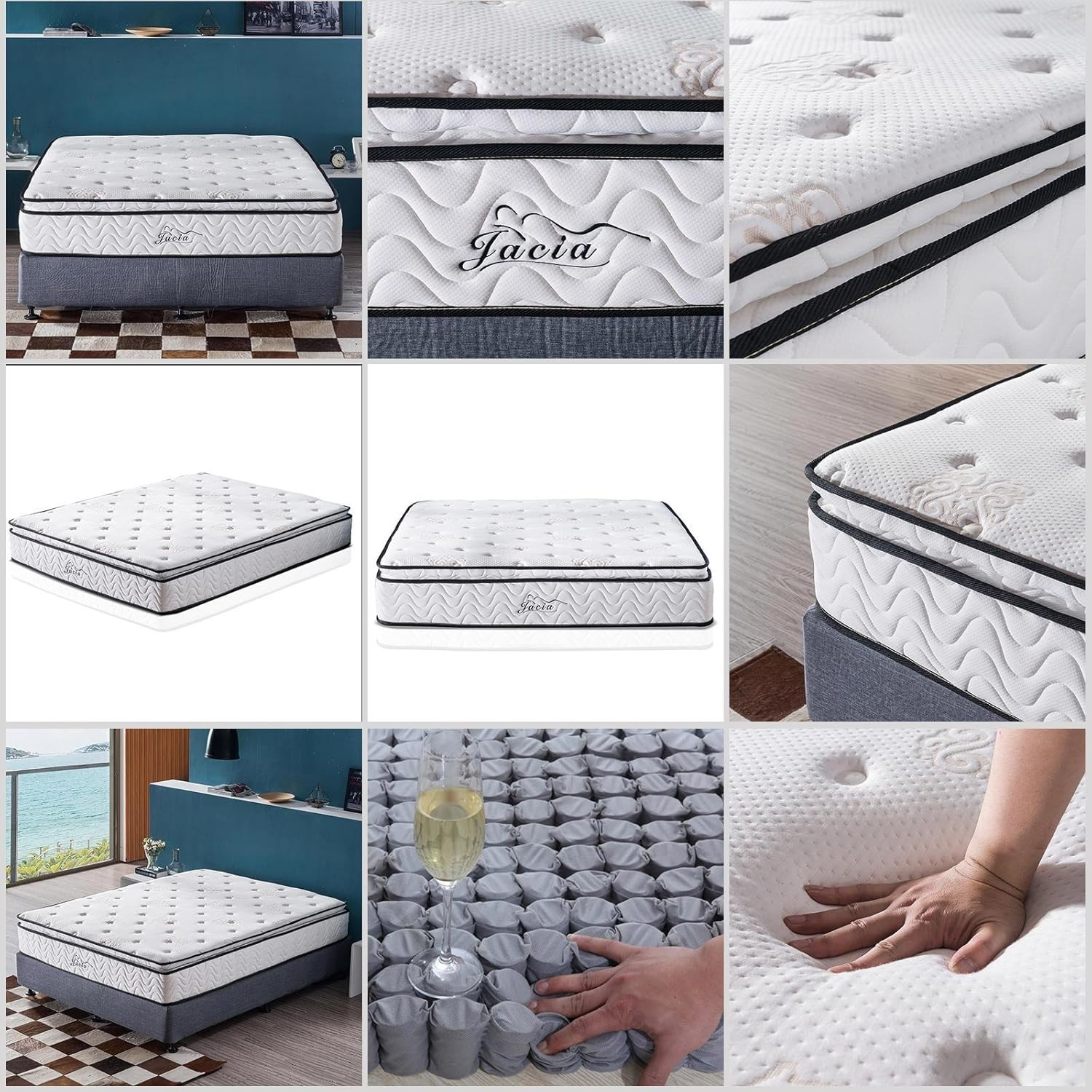 Full Mattress 11.4 Inch Memory Foam Innerspring Independently Encased Coil Hybri