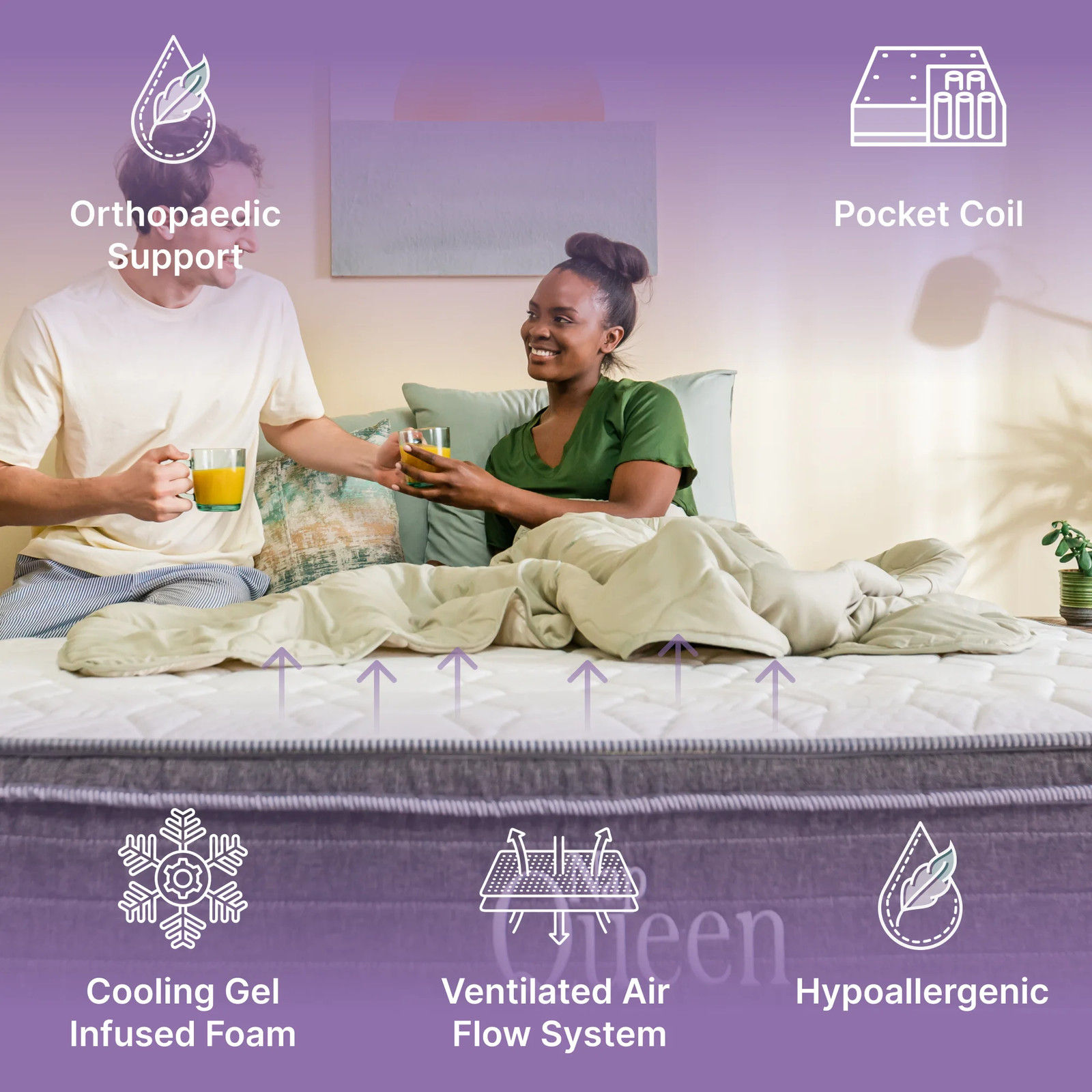 Hybrid Mattresses Memory Foam Gel Infused Twin/Full/Queen