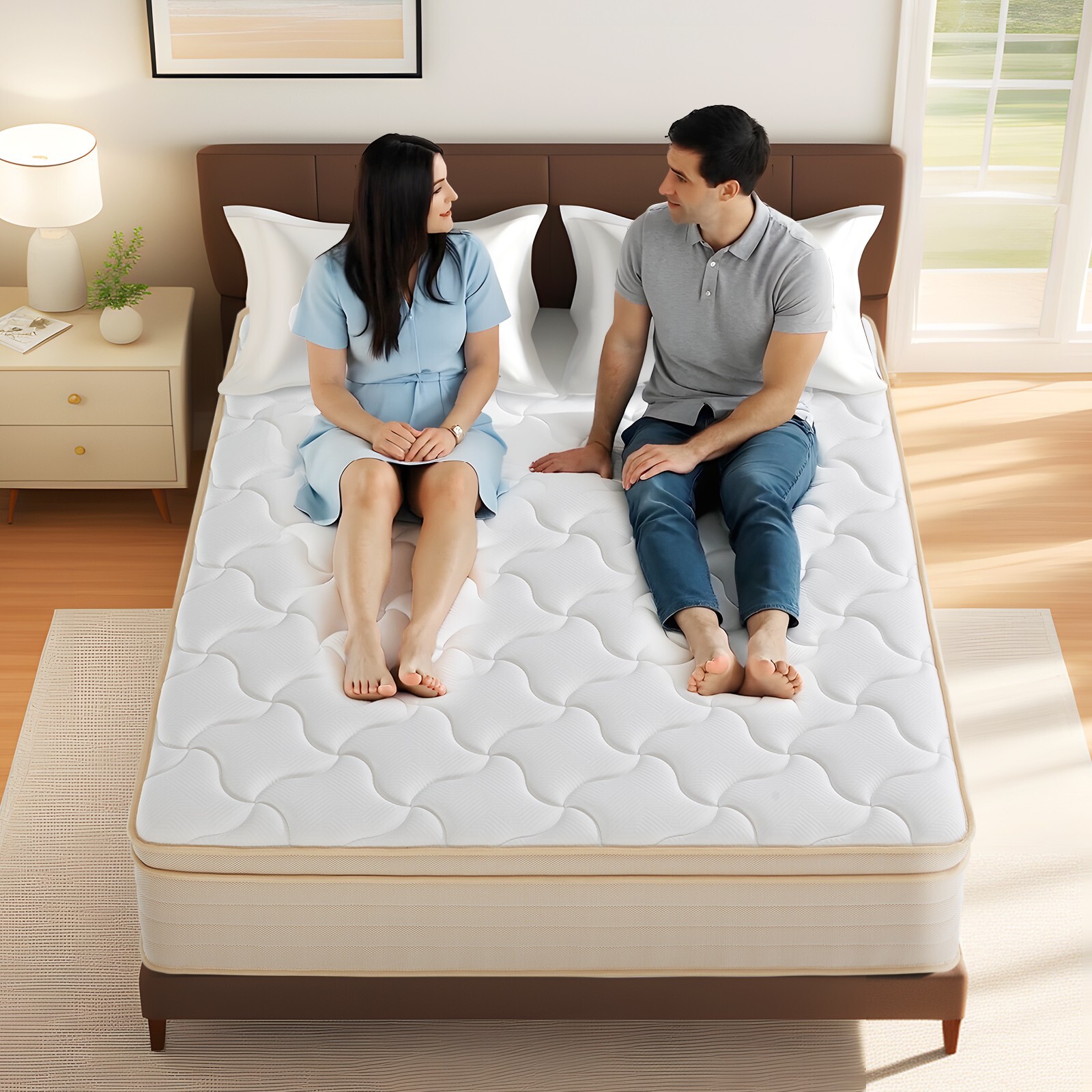 Hbaid 10″ 12″ Pocket Spring Hybrid Mattress, Twin Txl Full Queen King Size