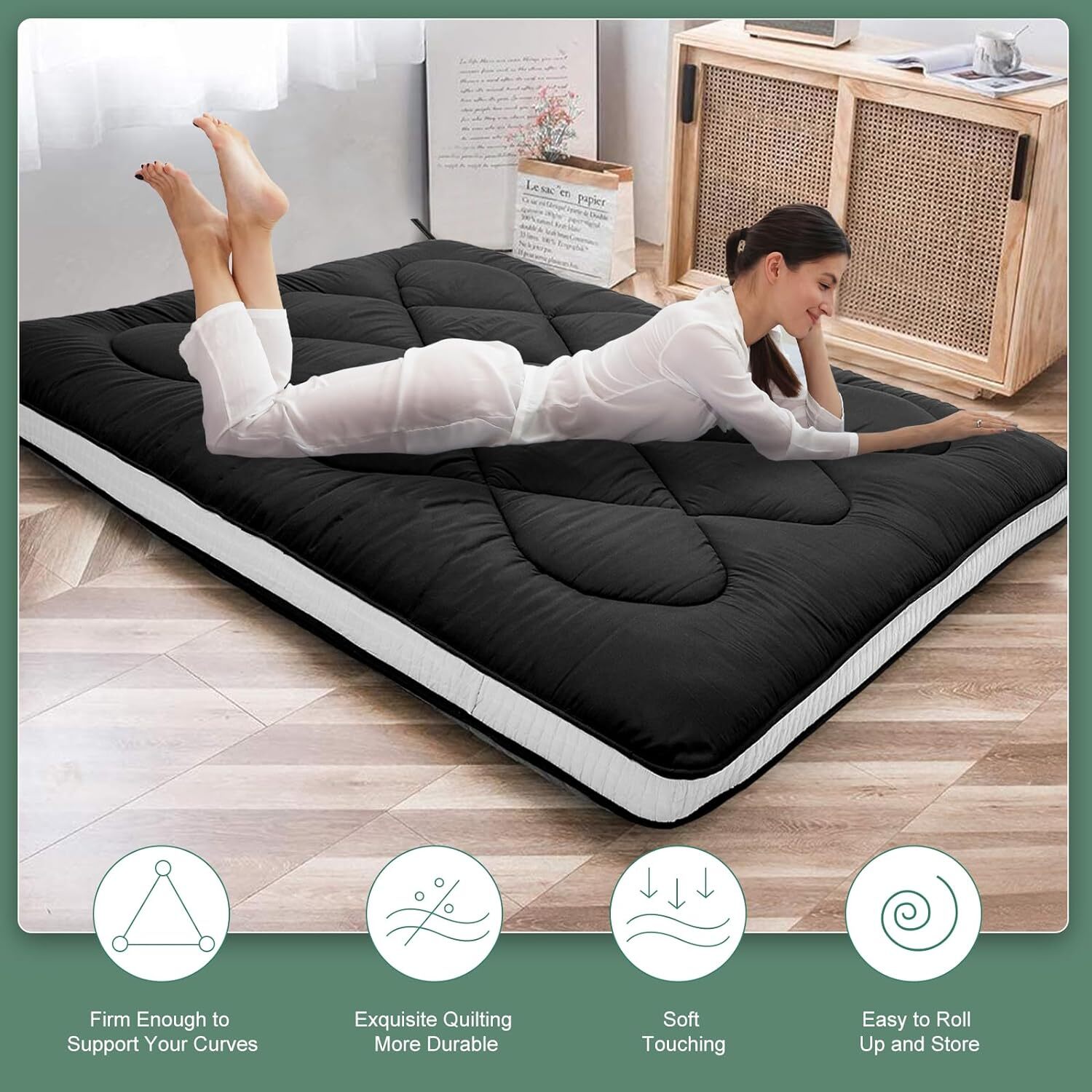 NAIZEA Memory Foam Mattress 2.5 inch / 4 inch Folding Mattress Travel Guest Mat