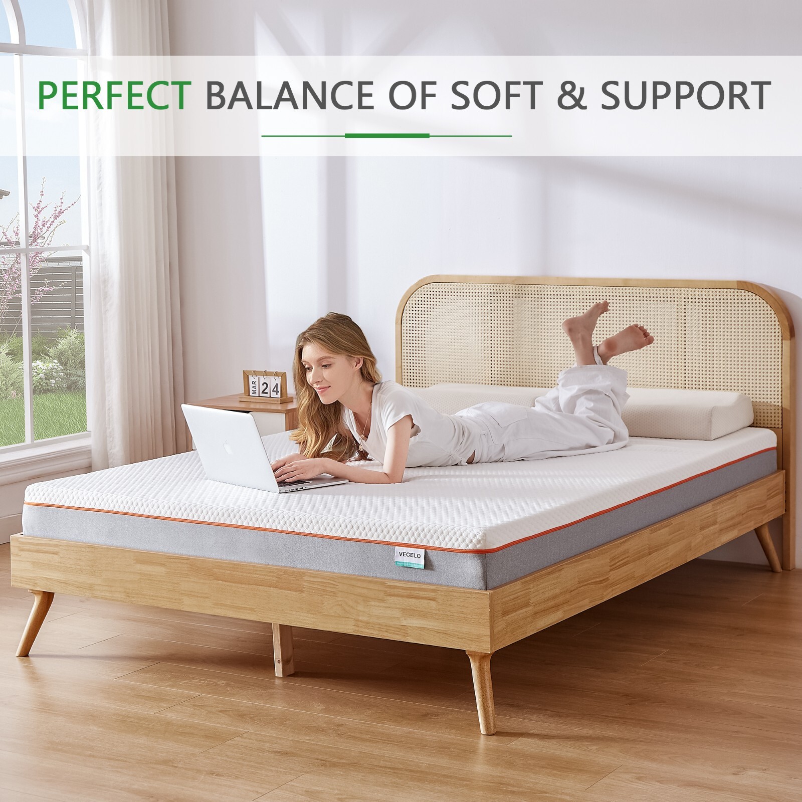 VECELO 8 Inch Mattress Charcoal Infused Memory Foam Medium Firm Pressure Relieve