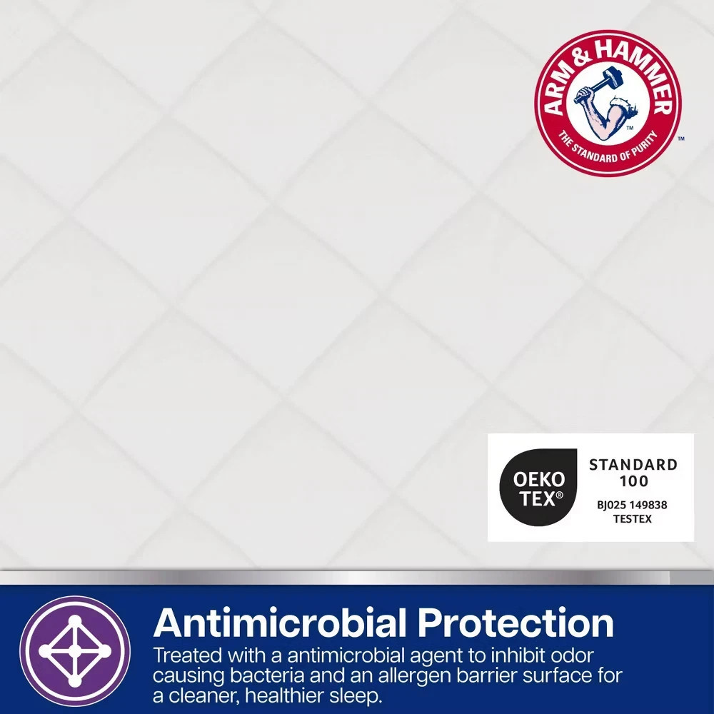 Arm & Hammer Queen Supreme Loft Mattress Pad *NEW* Fitted Style Up to 18 Inches