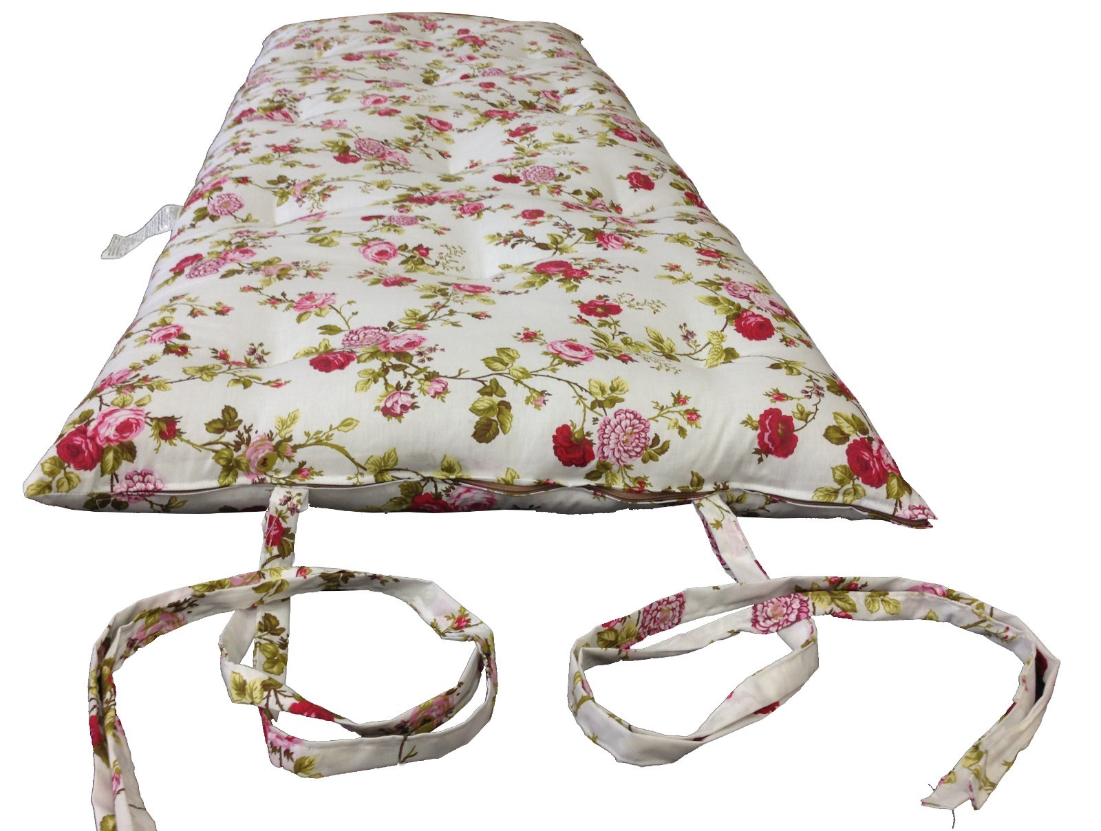 Traditional Floor Rolling Futon Mattresses, Cotton/Foam Mats 30 x 80, Rose White