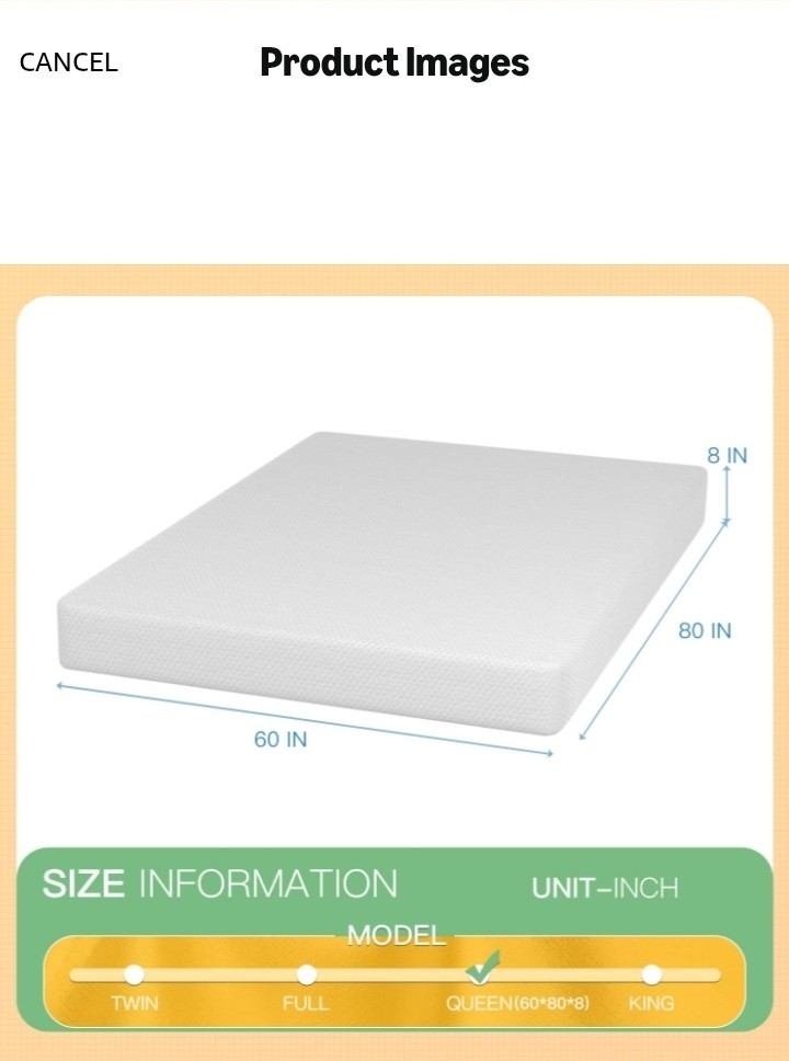 Foam Mattress Queen Firm Breathable 60x80x8 in White Fabric Cover