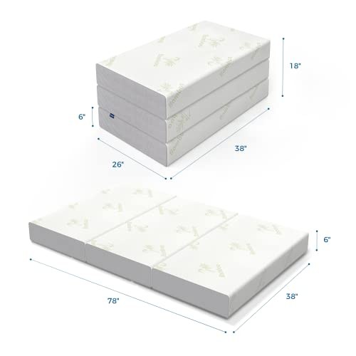 Folding Mattress Trifold Memory Foam Mattress with Ultra Soft Twin 6 Inch